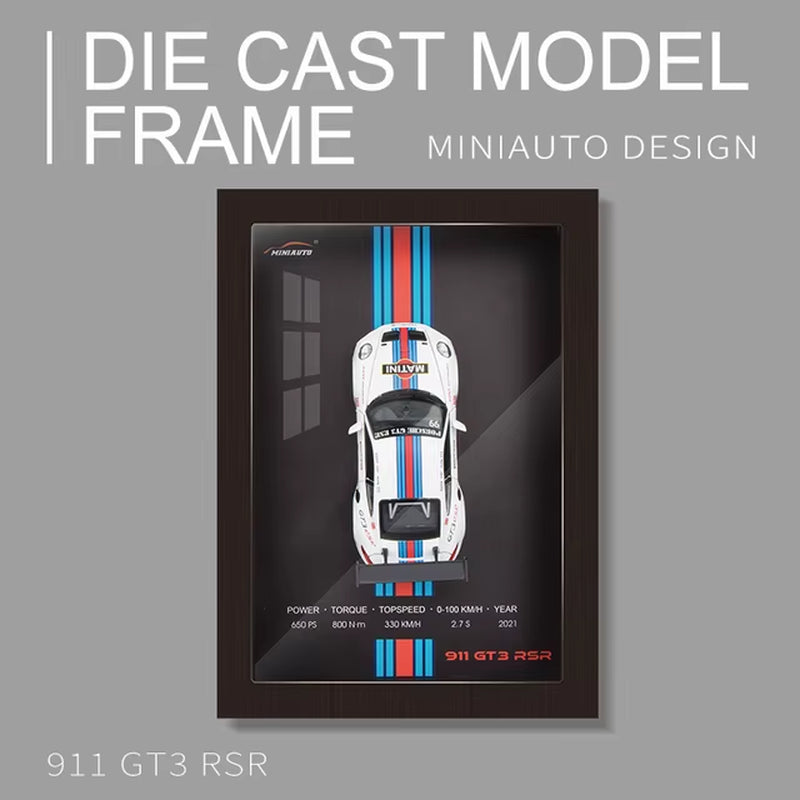 1:32 Sports Car Model 3D Photo Frame Alloy Metal Diecast Auto Simulation Racing Gift Decoration Pull Back Home Wall Ornament Boy