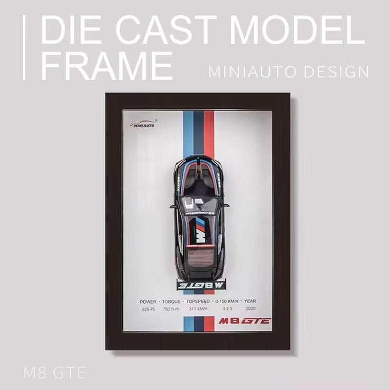 1:32 Sports Car Model 3D Photo Frame Alloy Metal Diecast Auto Simulation Racing Gift Decoration Pull Back Home Wall Ornament Boy