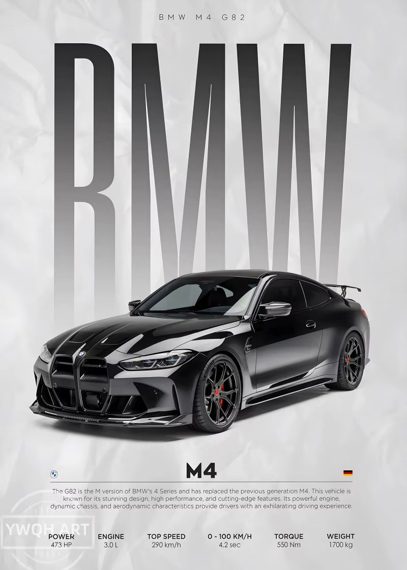 Black Famous Cars Competition Poster Picture Mural Modern Canvas Painting Wall Art Home Decoration Print for Living Room Decor