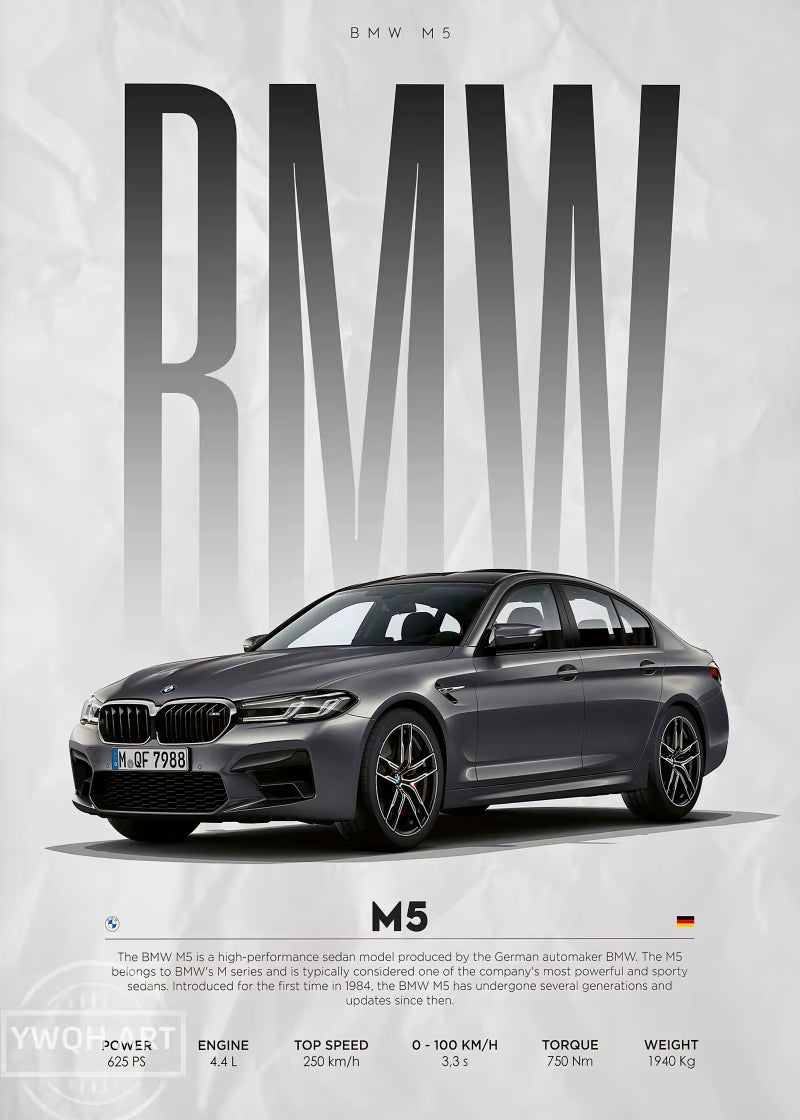 Black Famous Cars Competition Poster Picture Mural Modern Canvas Painting Wall Art Home Decoration Print for Living Room Decor