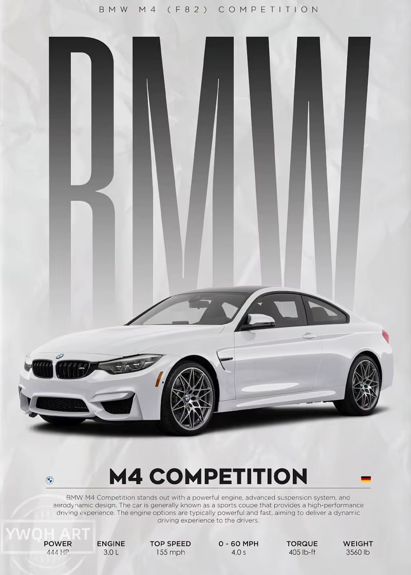 Black Famous Cars Competition Poster Picture Mural Modern Canvas Painting Wall Art Home Decoration Print for Living Room Decor