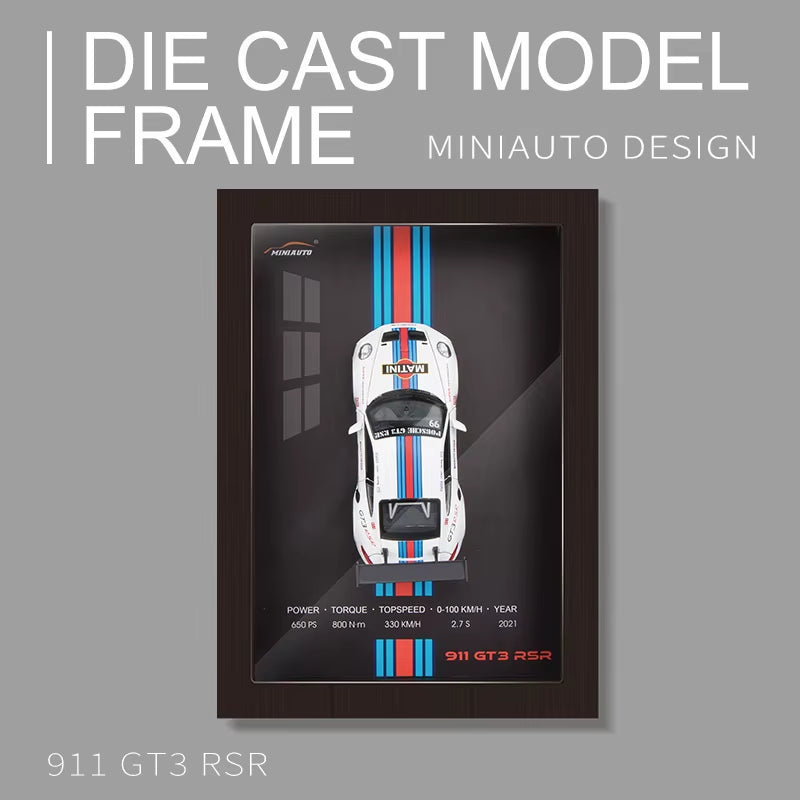 1:32 Sports Car Model 3D Photo Frame Alloy Metal Diecast Auto Simulation Racing Gift Decoration Pull Back Home Wall Ornament Boy