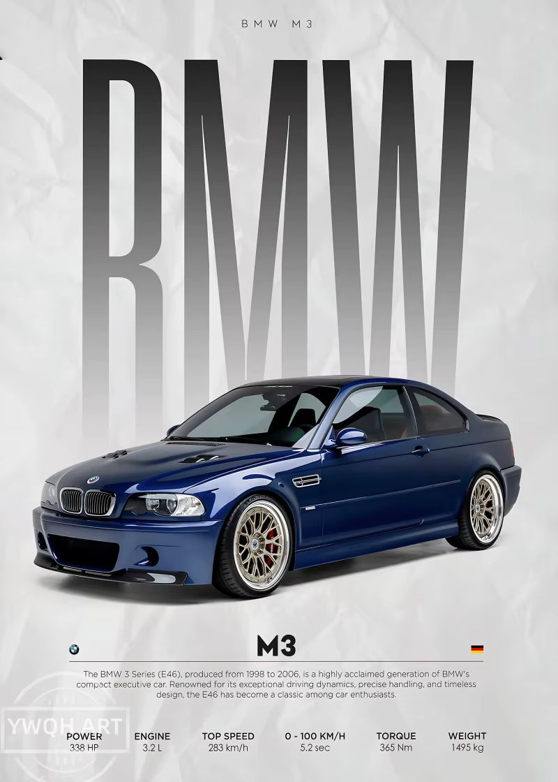 Black Famous Cars Competition Poster Picture Mural Modern Canvas Painting Wall Art Home Decoration Print for Living Room Decor