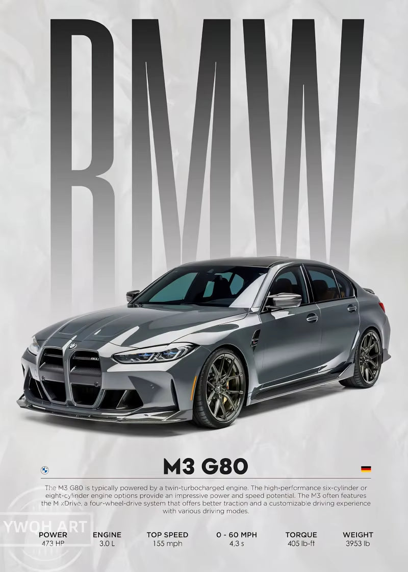 Black Famous Cars Competition Poster Picture Mural Modern Canvas Painting Wall Art Home Decoration Print for Living Room Decor