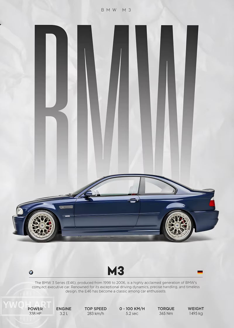 Black Famous Cars Competition Poster Picture Mural Modern Canvas Painting Wall Art Home Decoration Print for Living Room Decor